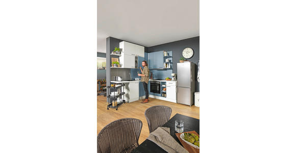 ECKKÜCHE 220/260 cm in Weiß, Pastellblau - Pastellblau/Weiß, Design, Holzwerkstoff (220/260cm) - Xora