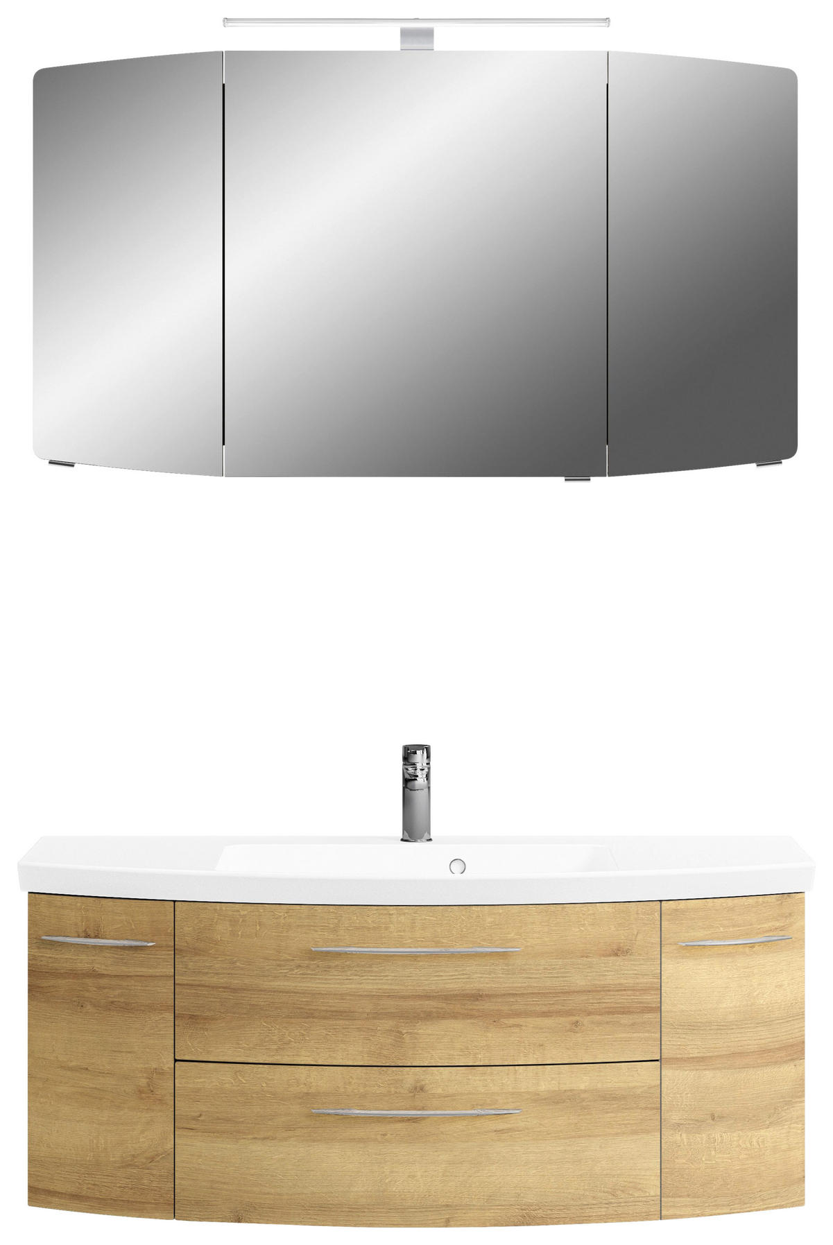 BADEZIMMER 3-teilig  in 121 cm  - Chromfarben/Eichefarben, KONVENTIONELL, Glas/Holzwerkstoff (121cm) - Pelipal