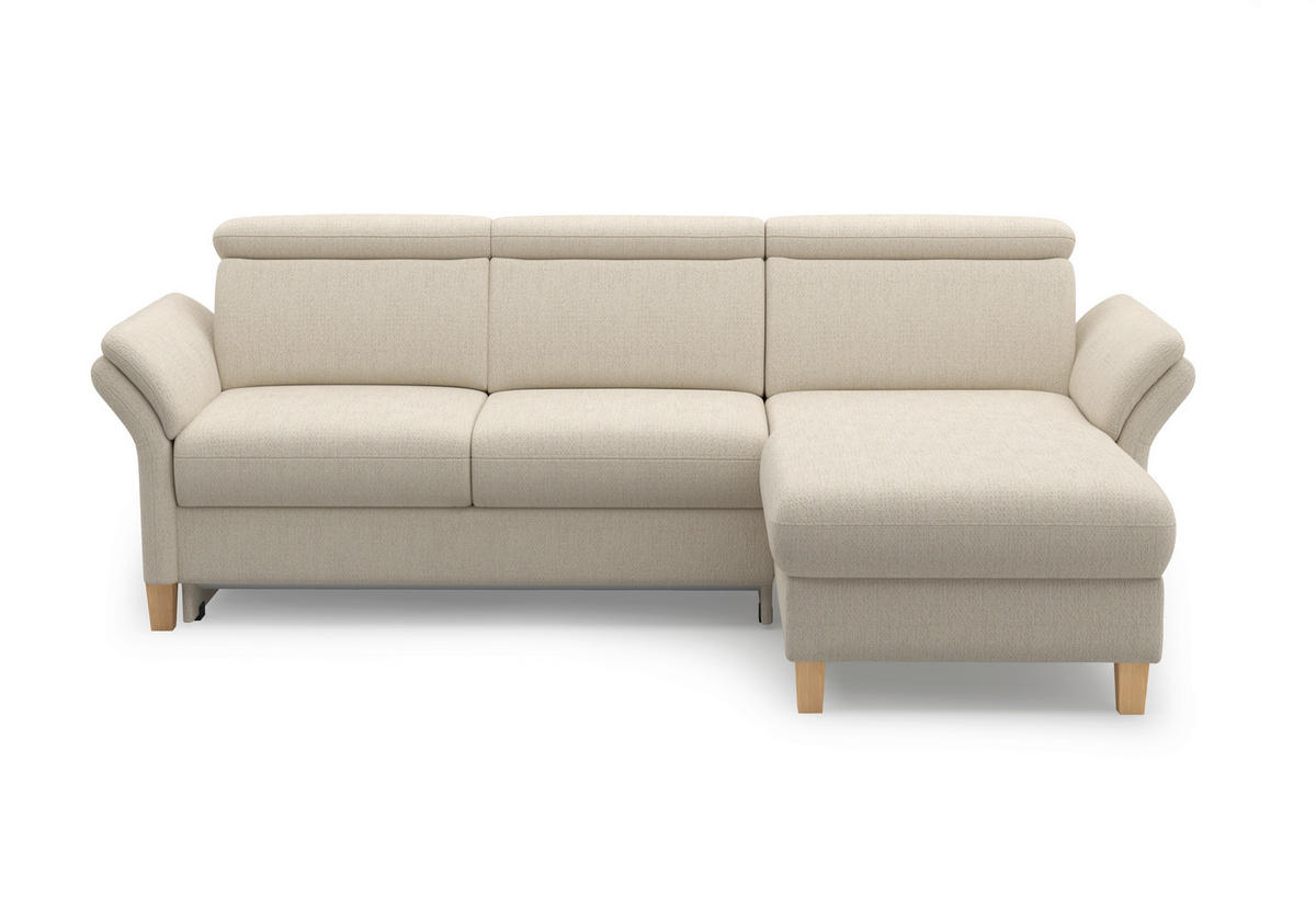 ECKSOFA GLENDALE E Sandfarben Chenille  - Sandfarben/Eichefarben, KONVENTIONELL, Holz/Textil (253/166cm) - Sit & More