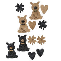 DEKOSCHWEIN - Goldfarben/Schwarz, Basics, Textil (7/1/9cm)