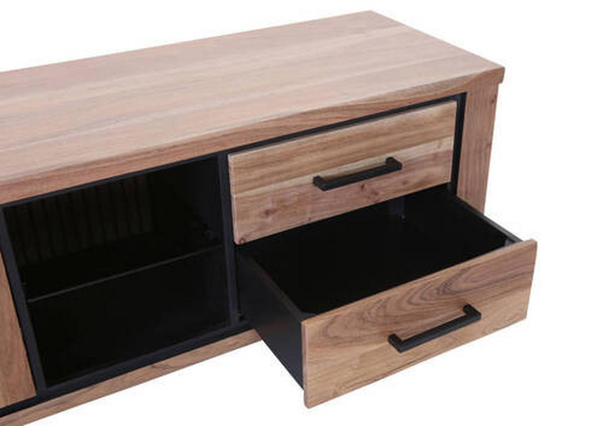 LOWBOARD  in 180/55/44 cm  - Schwarz/Akaziefarben, LIFESTYLE, Glas/Holz (180/55/44cm) - Landscape