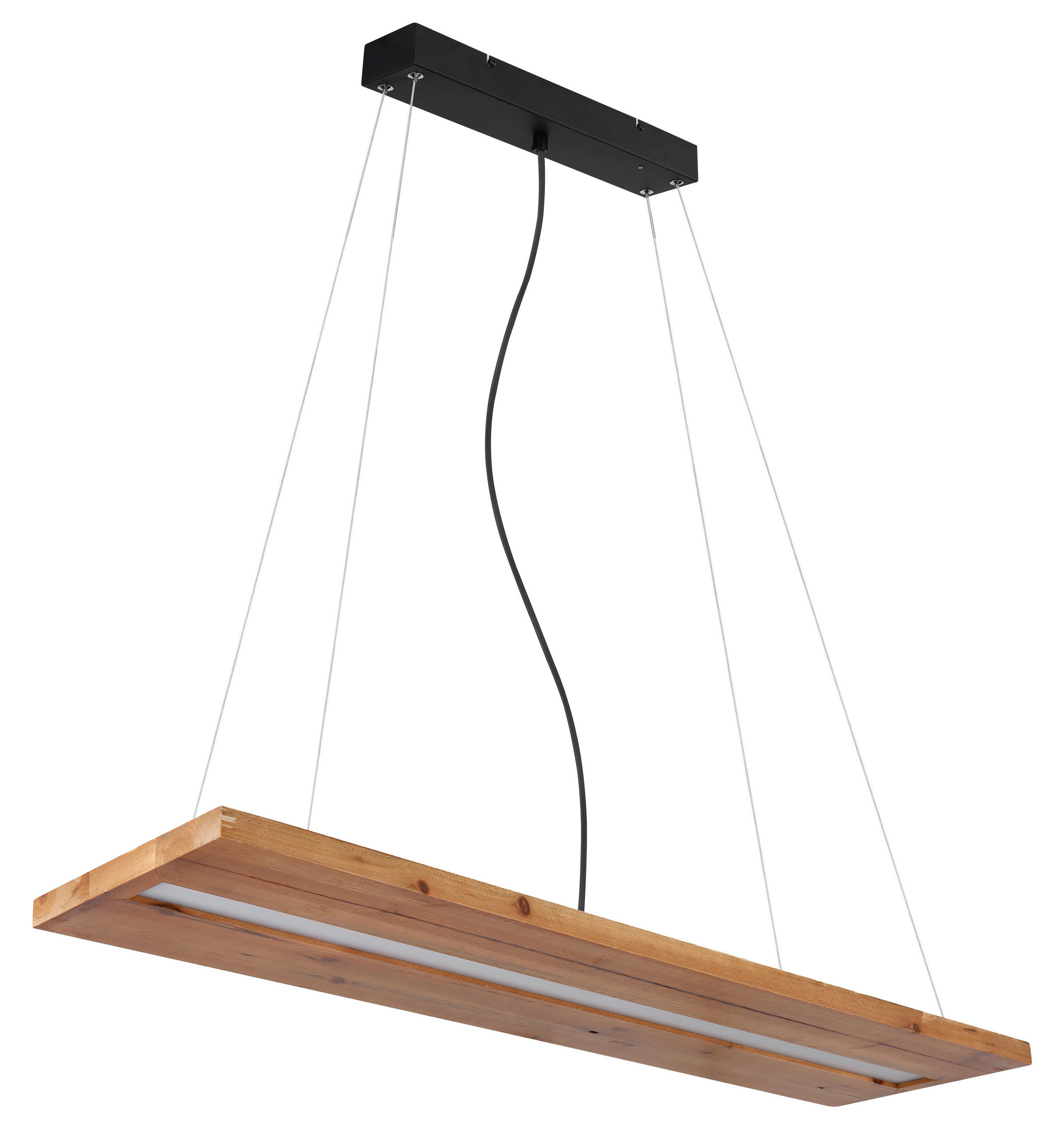 LED-HÄNGELEUCHTE  - Opal/Schwarz, Design, Holz/Kunststoff (100/25/145cm) - Globo