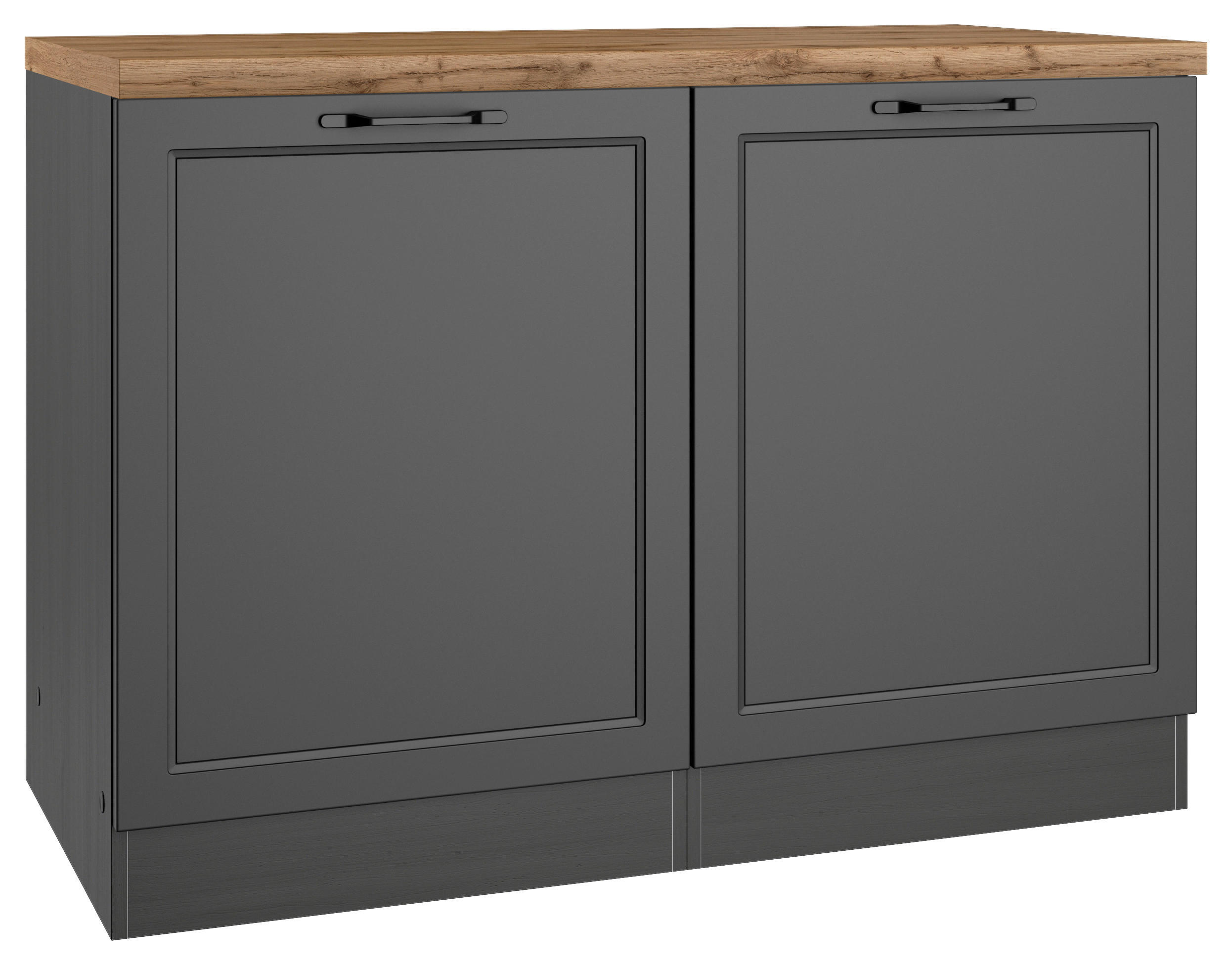 SPÜLENUNTERSCHRANK 120/86/60 cm  in Grau, Eiche Wotan  - Eiche Wotan/Schwarz, LIFESTYLE, Holzwerkstoff/Metall (120/86/60cm) - Held