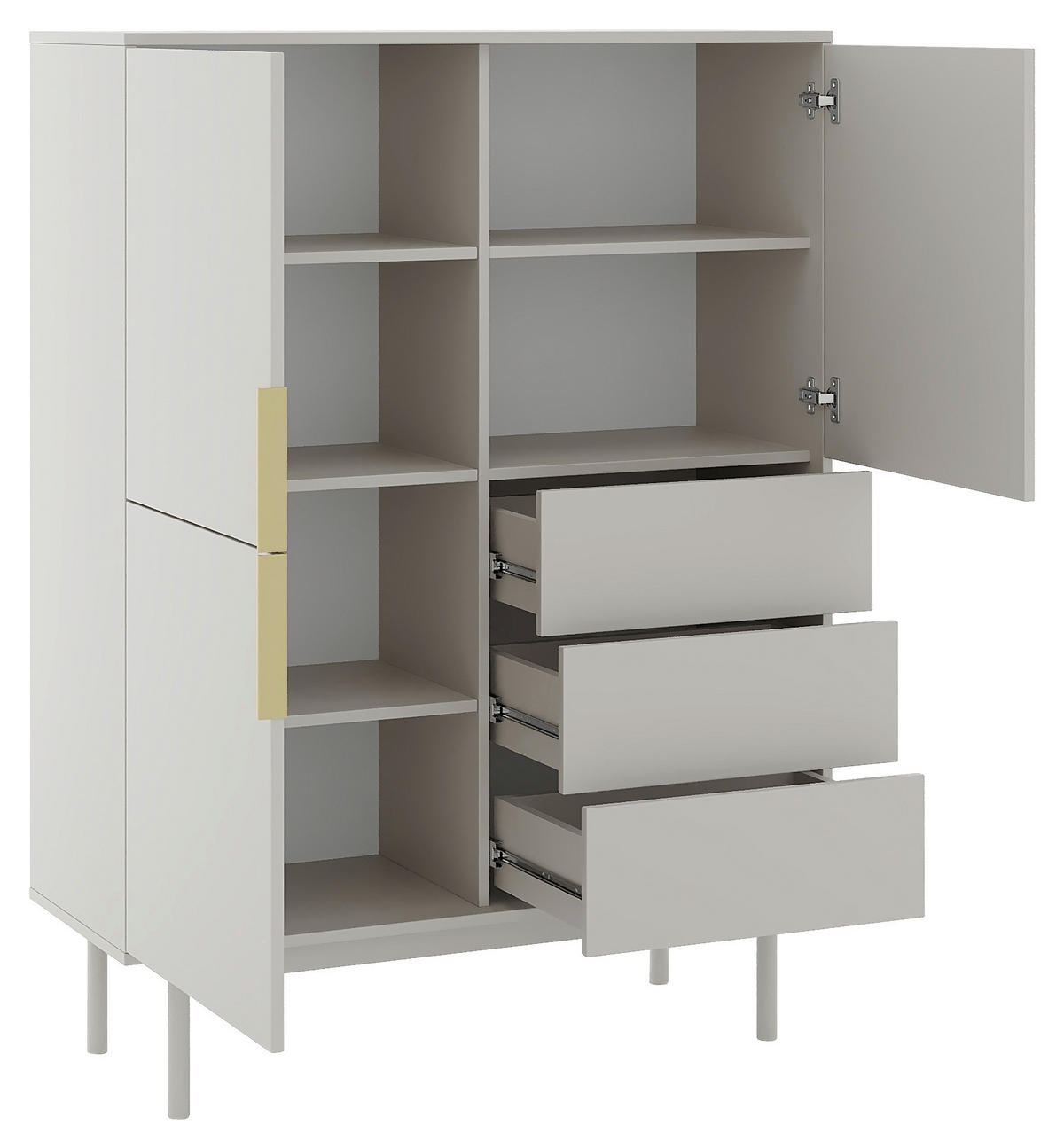 HIGHBOARD Viva  in 104/139,5/39 cm  - Kaschmir/Goldfarben, Design, Holzwerkstoff/Metall (104/139,5/39cm) - Xora