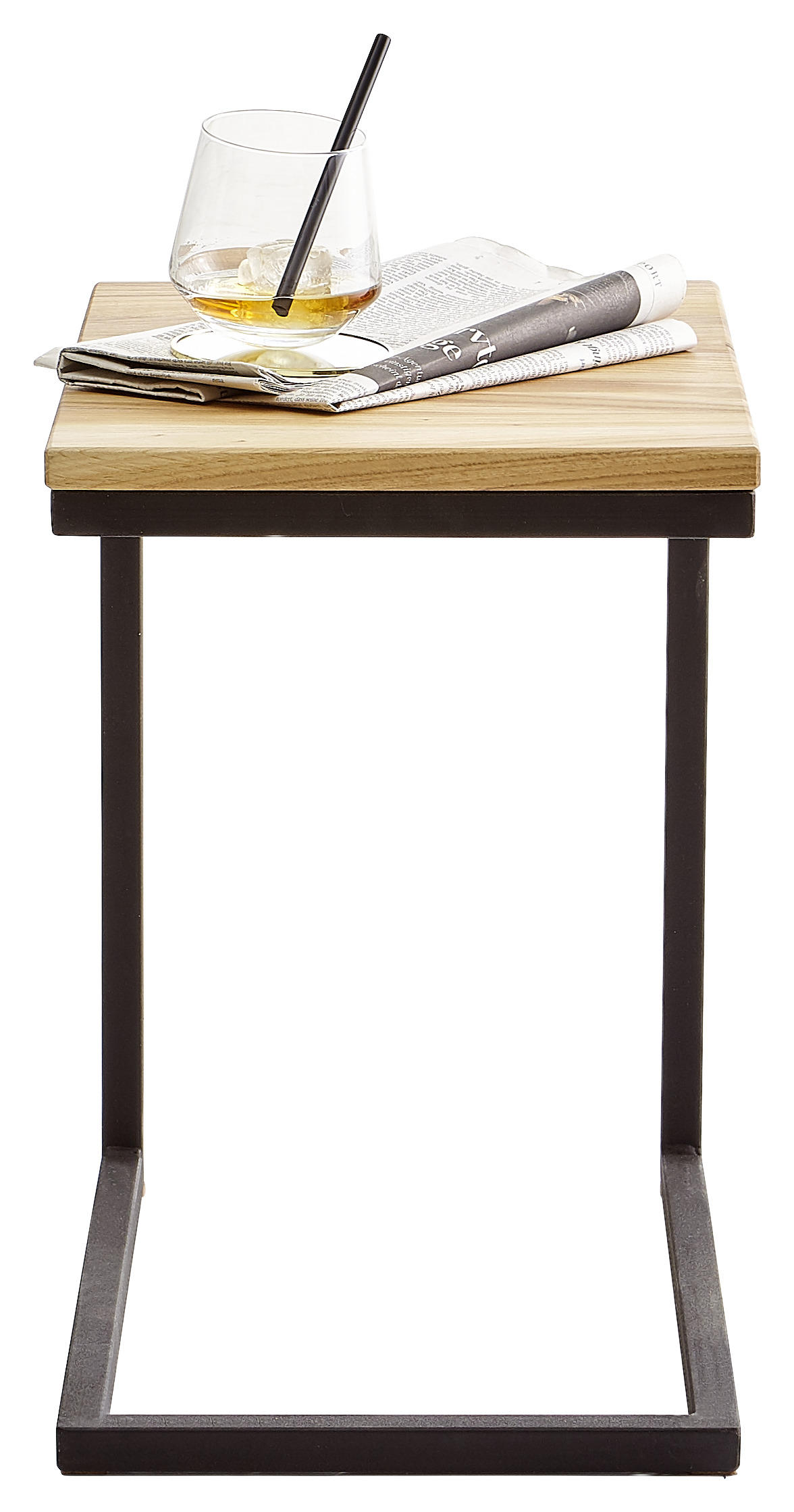PRÍRUČNÝ STOLÍK, divoký dub, čierna, farba duba - čierna/farba duba, Natur, kov/drevo (30/45/45cm) - Xora