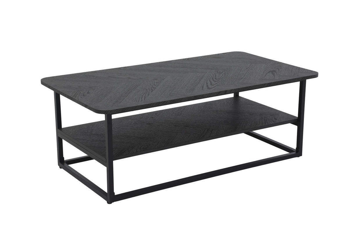 COUCHTISCHSET rechteckig Dunkelgrau  - Dunkelgrau/Schwarz, Design, Holzwerkstoff/Metall (110/60/40cm) - Livetastic