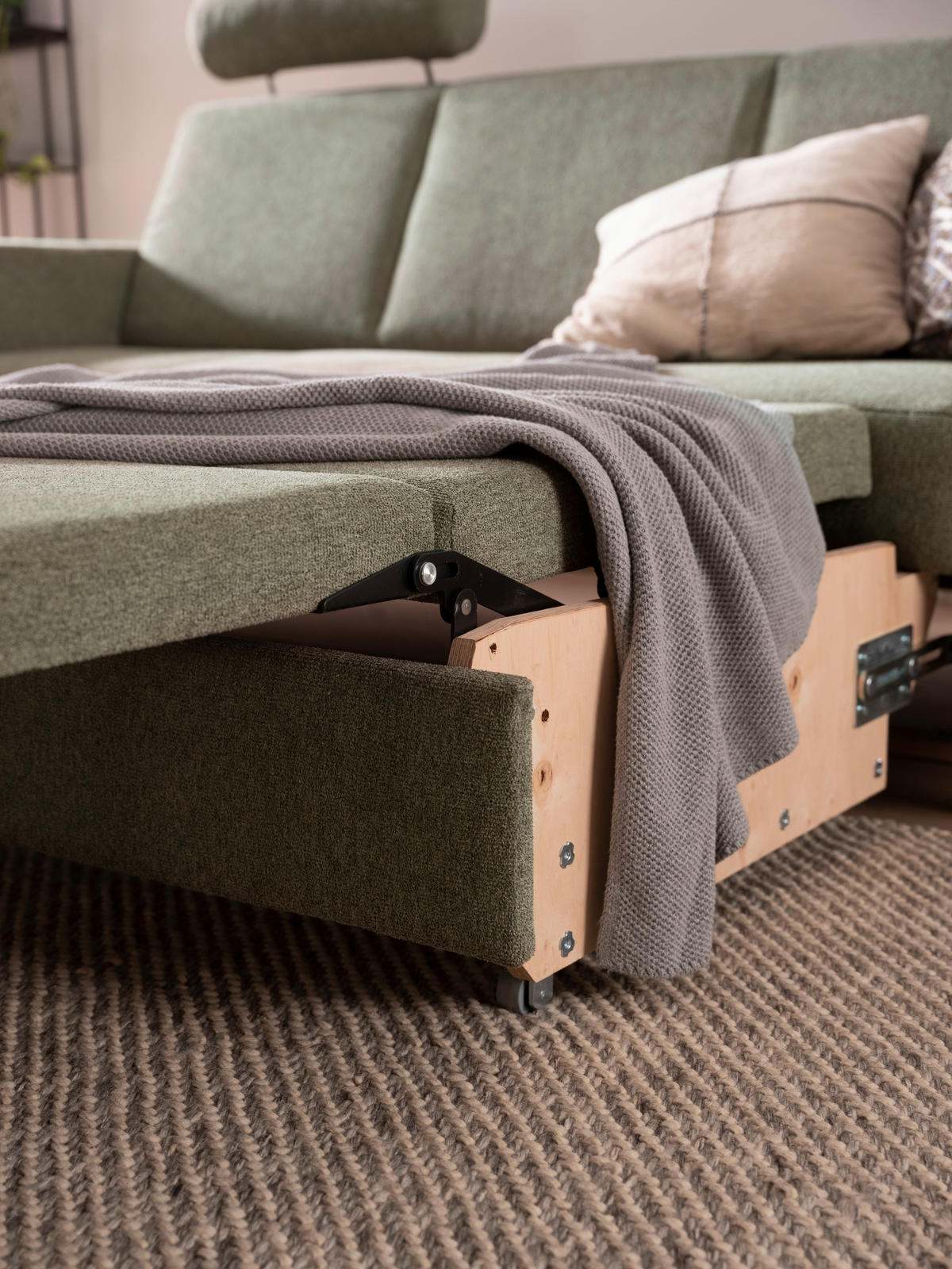 3-SITZER-SOFA in Flachgewebe Grün  - Chromfarben/Grün, Design, Textil/Metall (195/83/85cm) - Xora