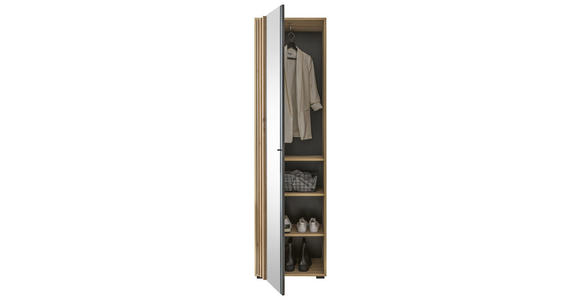 GARDEROBENSCHRANK 57/195/38 cm - Schwarz/Eiche Artisan, Design, Glas/Holzwerkstoff (57/195/38cm) - Carryhome