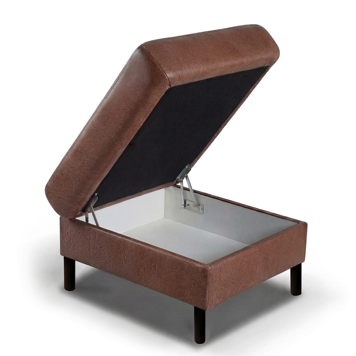 HOCKER in Leder Braun  - Schwarz/Braun, Design, Leder/Metall (70/48/60cm) - Livetastic
