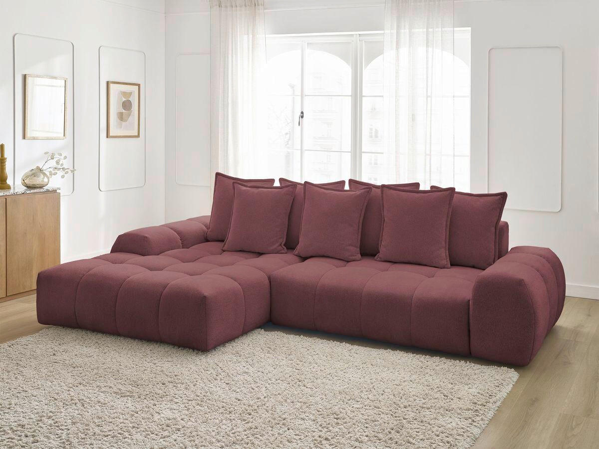 ECKSCHLAFSOFA EVEREST  mit Rücken echt, Armteil links, Armteil rechts Flachgewebe Rot  - Rot/Schwarz, MODERN, Kunststoff/Textil (180/318cm) - Livetastic