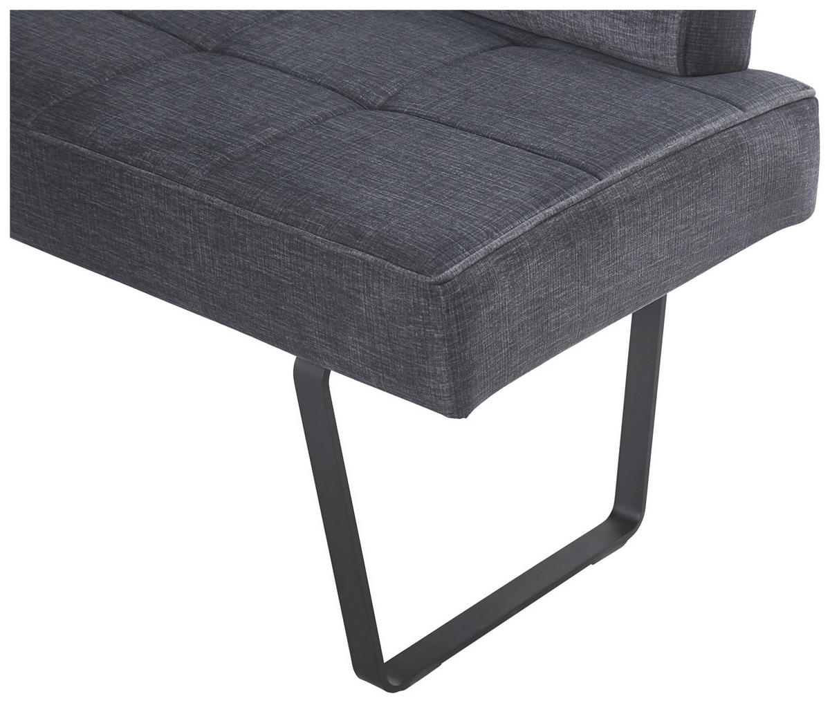 ECKBANK 150/190 cm Samt Dunkelgrau   - Dunkelgrau/Schwarz, KONVENTIONELL, Textil/Metall (150/190cm) - MID.YOU