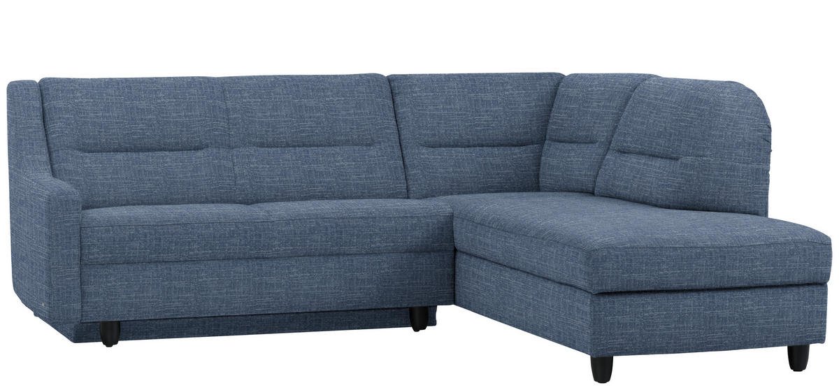 ECKSOFA in Chenille Blau  226/208 cm  - Blau/Schwarz, KONVENTIONELL, Textil (226/208cm) - Sedda