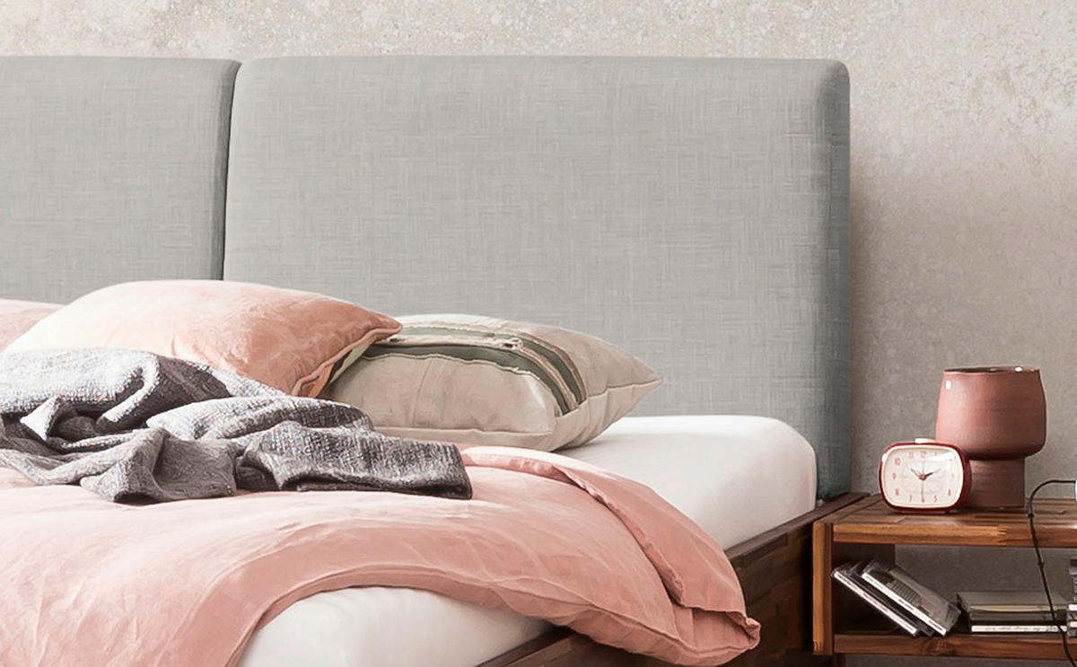 BETT 140/200 cm  in Braun, Akaziefarben, Hellgrau   - Hellgrau/Braun, Modern, Holz/Textil (140/200cm) - Hasena