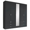 DREHTÜRENSCHRANK in Grau  - Alufarben/Grau, Basics, Glas/Holzwerkstoff (226/229/54cm) - Xora