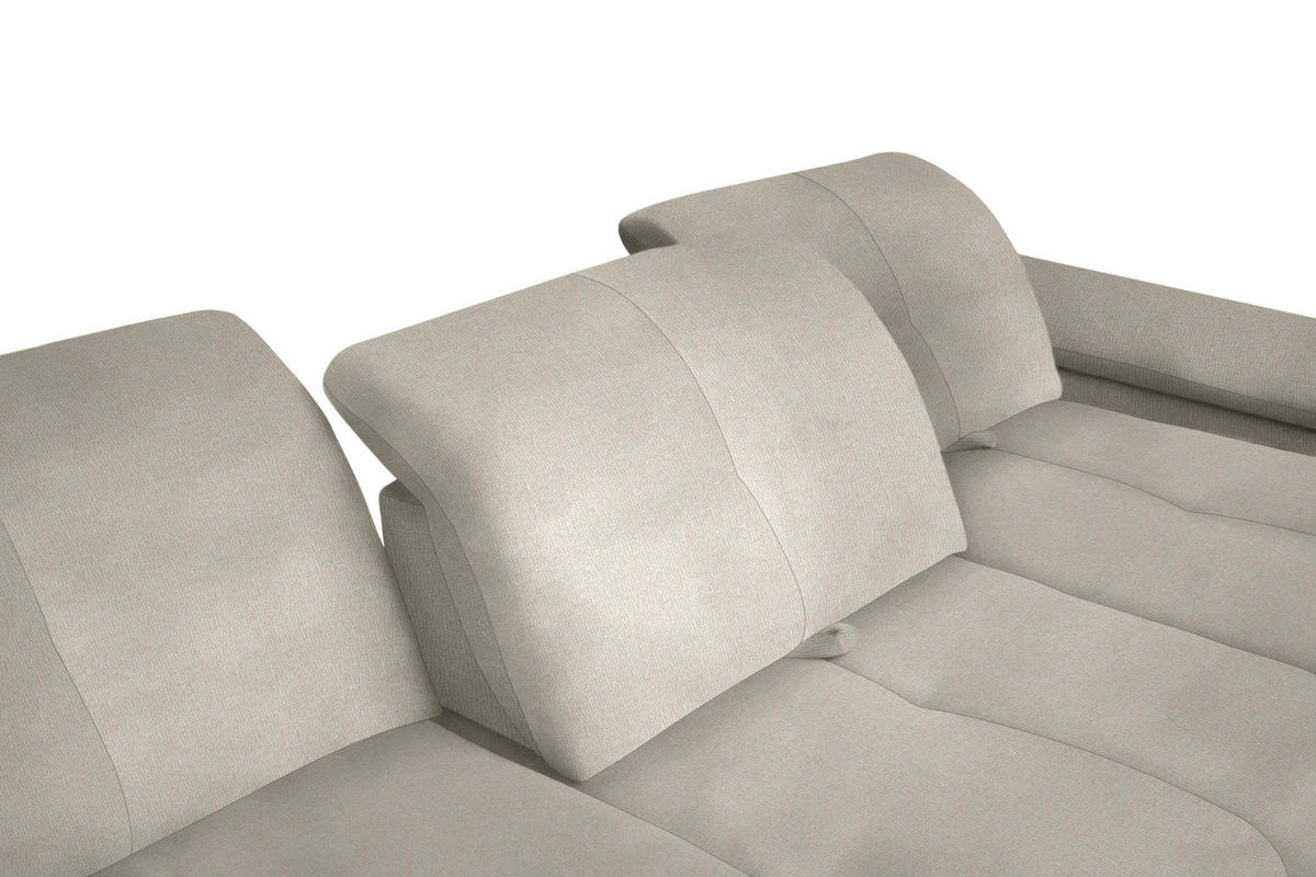 ECKSOFA Ecru Flachgewebe  - Ecru/Schwarz, Design, Textil/Metall (313/242cm) - Xora