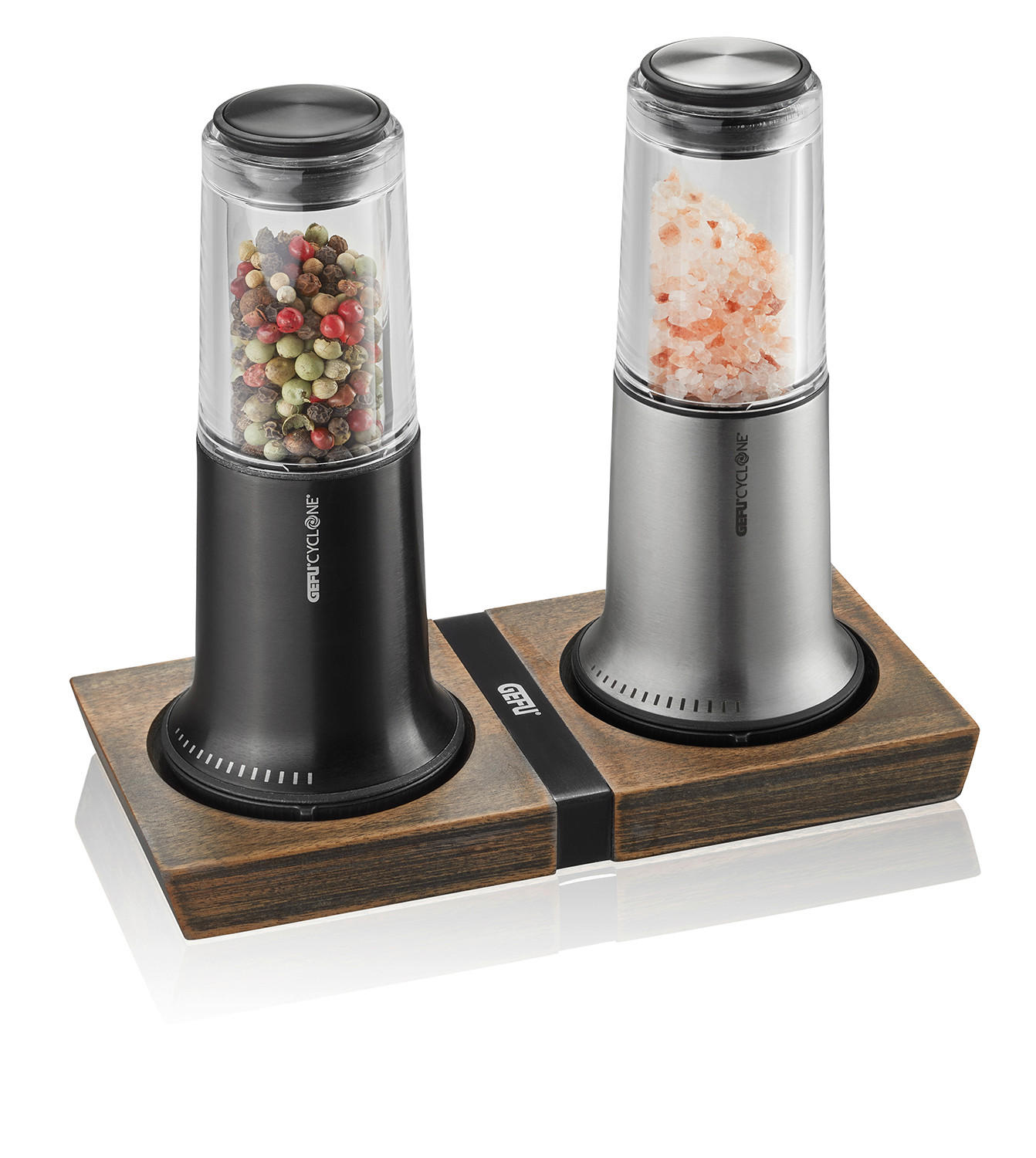 GEWÜRZMÜHLEN-UNTERSETZER - Schwarz/Akaziefarben, Design, Holz/Metall (20/10/2cm) - Gefu