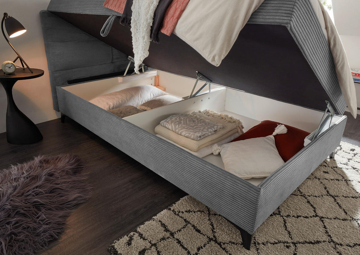 BOXBETT 120/200 cm  in Grau  - Schwarz/Grau, Modern, Holzwerkstoff/Kunststoff (120/200cm) - MID.YOU