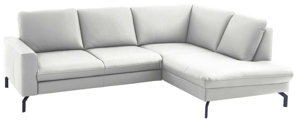 ECKSOFA in Echtleder Weiss  - Weiss/Schwarz, Design, Leder/Metall (250/194cm) - Beldomo Premium