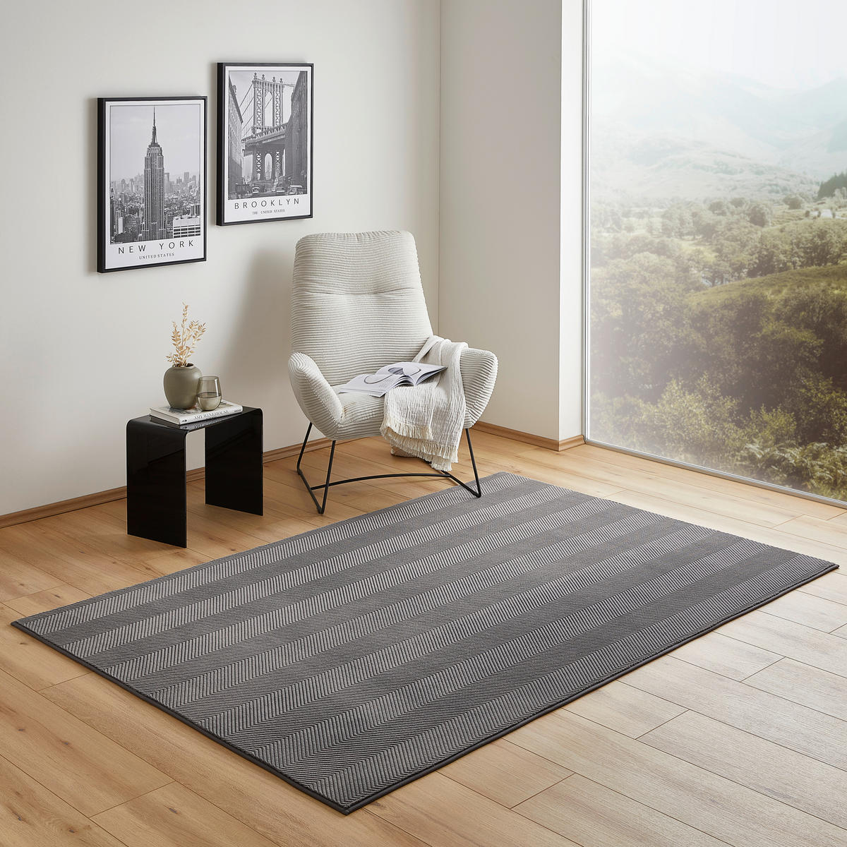 VŠÍVANÝ KOBEREC, 70/130 cm, šedá - šedá, Design, textil (70/130cm) - Novel