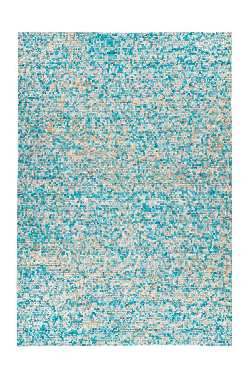 FLACHWEBETEPPICH 80/150 cm Finish 125 Türkis / Gold Türkis, Goldfarben  - Türkis/Goldfarben, Basics, Leder/Textil (80/150cm) - Novel