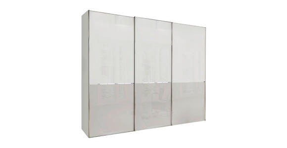 SCHWEBETÜRENSCHRANK in Grau, Weiß - Chromfarben/Weiß, KONVENTIONELL, Glas/Holzwerkstoff (250/217/67cm) - Novel