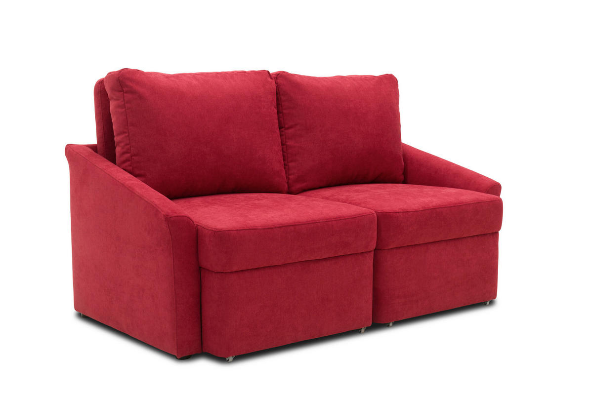 SCHLAFSOFA Mikrofaser Rot  - Beige/Rot, Basics, Kunststoff/Textil (168/86/96cm) - MID.YOU