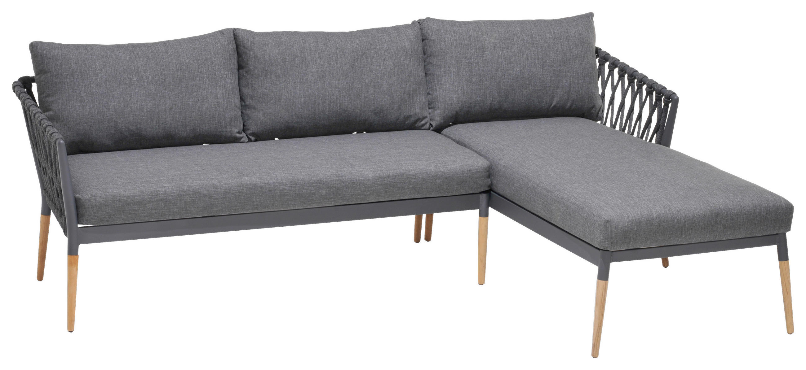 LOUNGESOFA  - Grau/Teakfarben, Design, Holz/Textil (242/164,5cm) - Ambia Garden