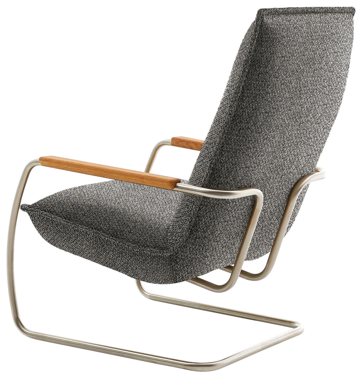 SESSEL in Flachgewebe Greige  - Edelstahlfarben/Greige, Design, Holz/Textil (76/105/87cm) - Koinor
