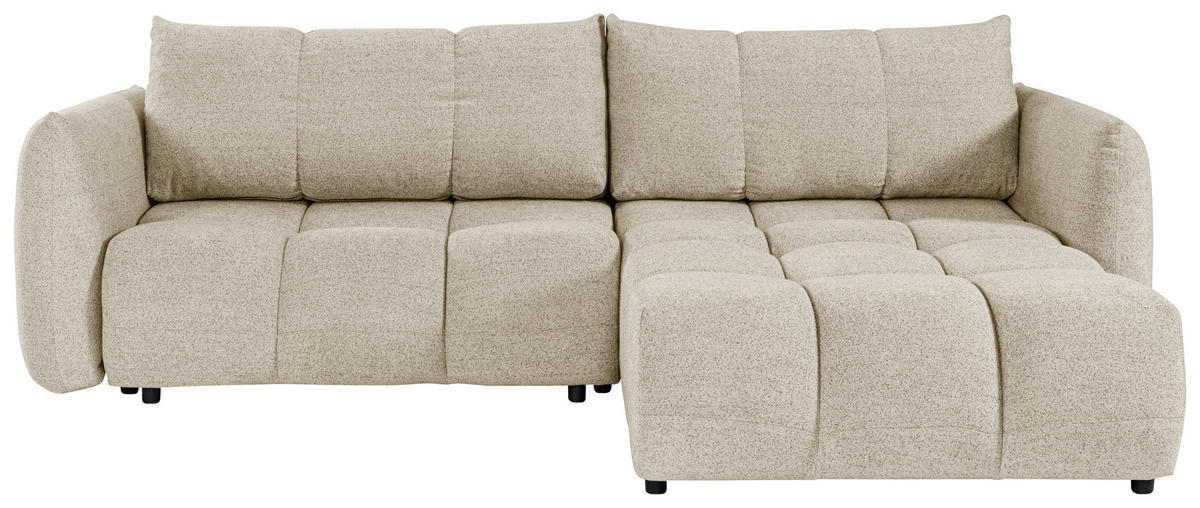ECKSCHLAFSOFA Flachgewebe Cappuccino  inkl.  - Schwarz/Cappuccino, KONVENTIONELL, Kunststoff/Textil (273/188cm) - Livetastic