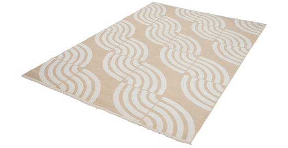 FLACHWEBETEPPICH 80/250 cm Waves Beige, Weiß - Beige/Weiß, LIFESTYLE, Textil (80/250cm) - Novel