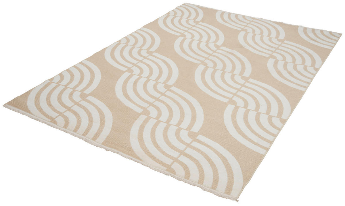 FLACHWEBETEPPICH 120/170 cm Waves Weiß, Beige  - Beige/Weiß, LIFESTYLE, Textil (120/170cm) - Novel