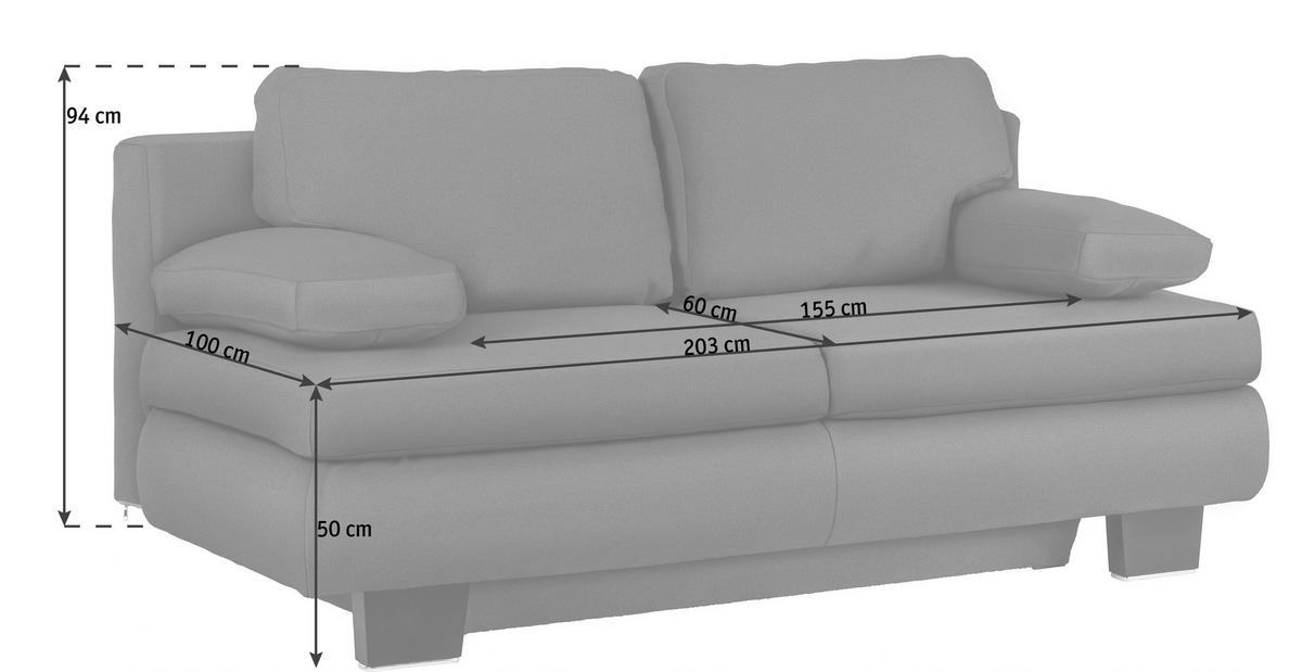 SCHLAFSOFA Webstoff Graphitfarben  - Wengefarben/Graphitfarben, KONVENTIONELL, Holz/Textil (203/94/100cm) - Novel