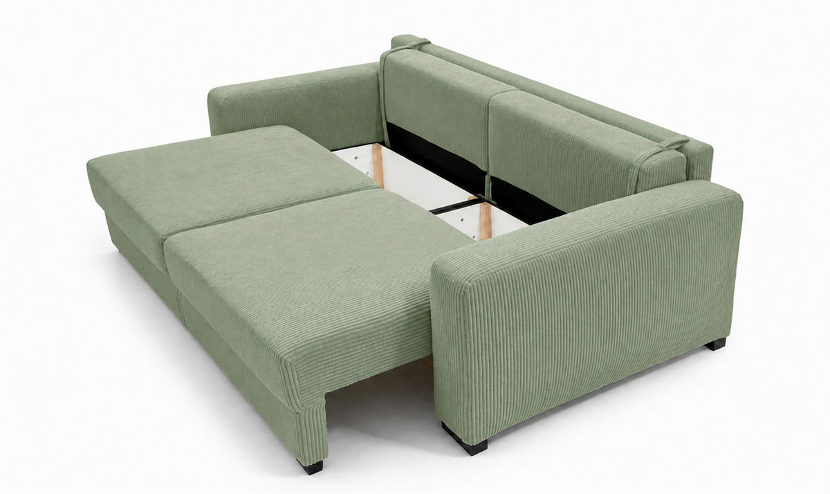 3-SITZER-SOFA Cord Mintgrün  - Schwarz/Mintgrün, Basics, Holz/Textil (250/90/110cm) - MID.YOU