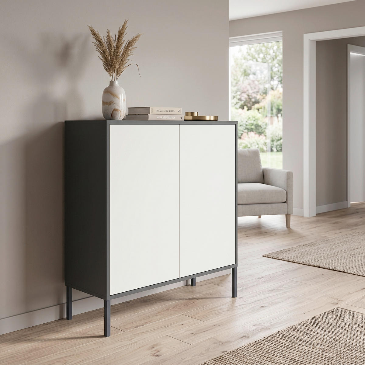 KOMMODE Mailand Typ 4 + MF, 79/86/33 cm,  - Anthrazit/Weiß, MODERN, Holzwerkstoff/Metall (79/86/33cm) - MID.YOU