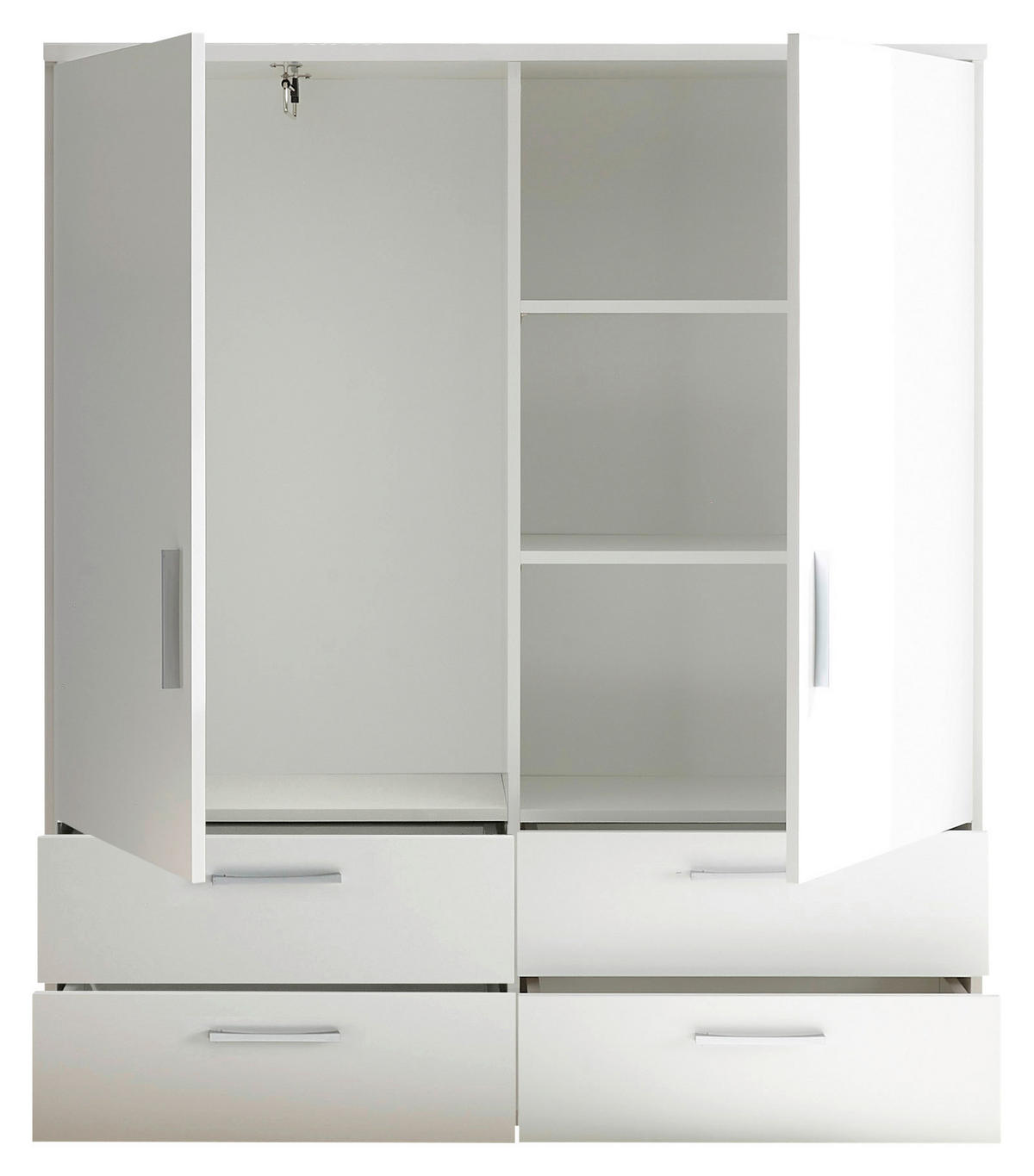 HIGHBOARD , 120/140/38 cm, 4 Schublade(n)  - Alufarben/Weiß, KONVENTIONELL, Holzwerkstoff/Kunststoff (120/140/38cm) - Carryhome
