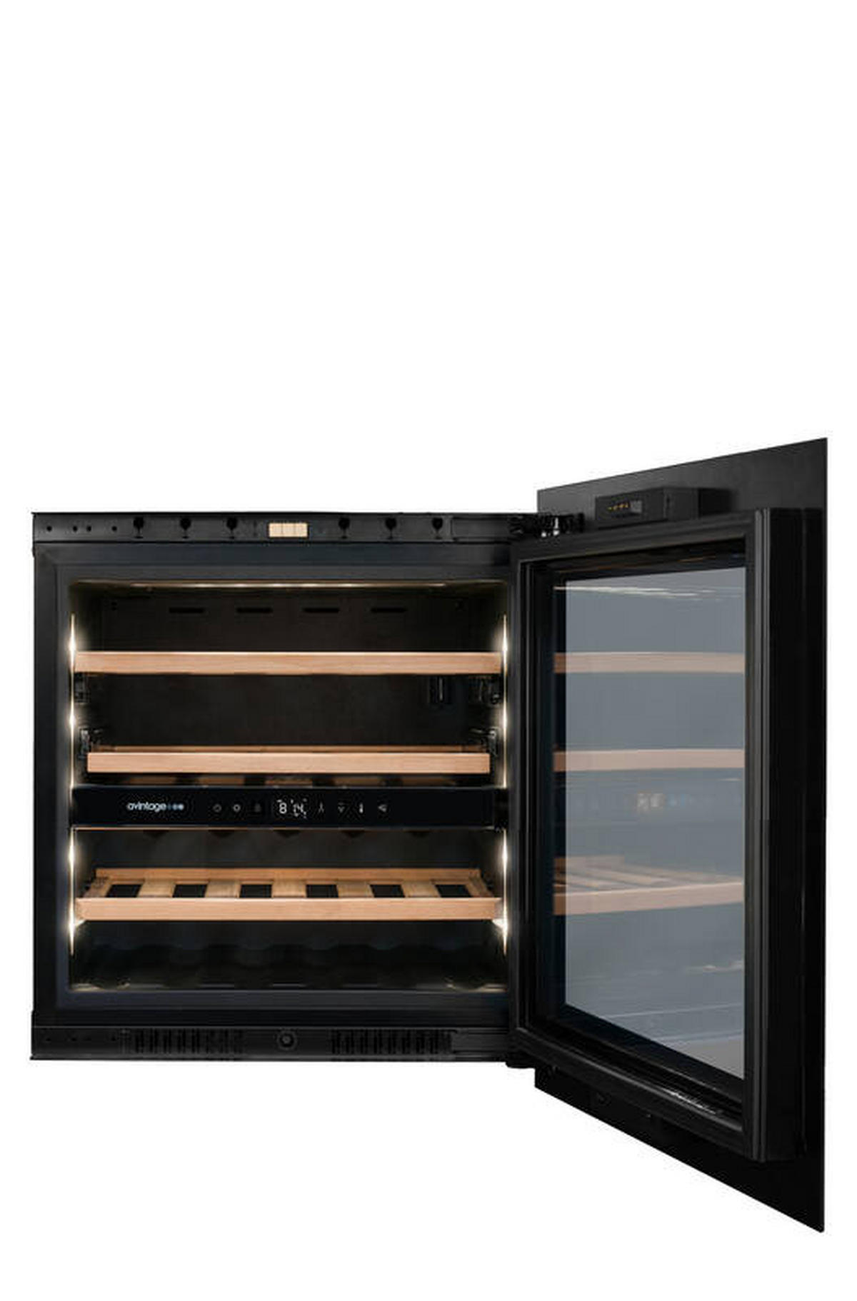 WEINKÜHLSCHRANK AVI60PLATINUM  - Schwarz, Basics, Glas/Holz (59,0/59,5/56,5cm)