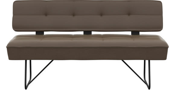 SITZBANK in Metall, Leder Grau  - Schwarz/Grau, Design, Leder/Metall (185/89/68cm) - Moderano