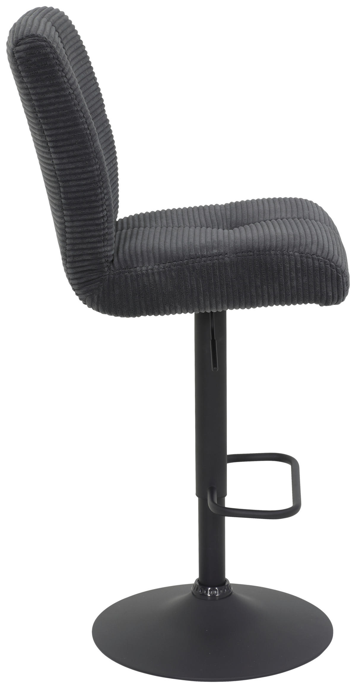 BARHOCKER Cord, Mikrofaser Anthrazit, Schwarz Stahl Sitzfläche 360° drehbar  - Anthrazit/Schwarz, Design, Textil/Metall (44/102-124/57cm) - Boxxx