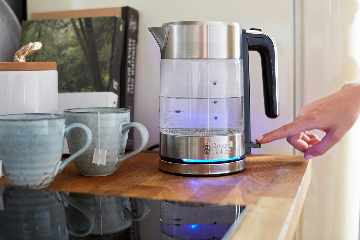 WASSERKOCHER Wasserkocher 0,8 L  - Edelstahlfarben/Schwarz, Basics, Glas/Kunststoff (21/19/11cm) - Russell Hobbs