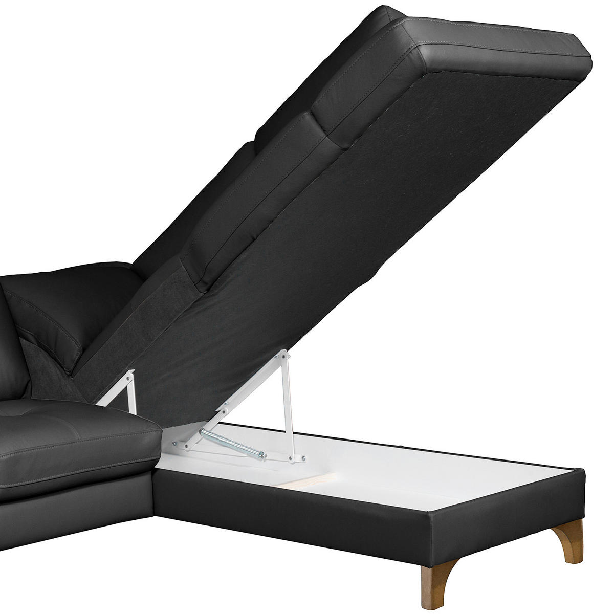 ECKSOFA Lederlook Echtleder Schwarz  - Buchefarben/Schwarz, Design, Leder/Holz (234/190cm) - Livetastic