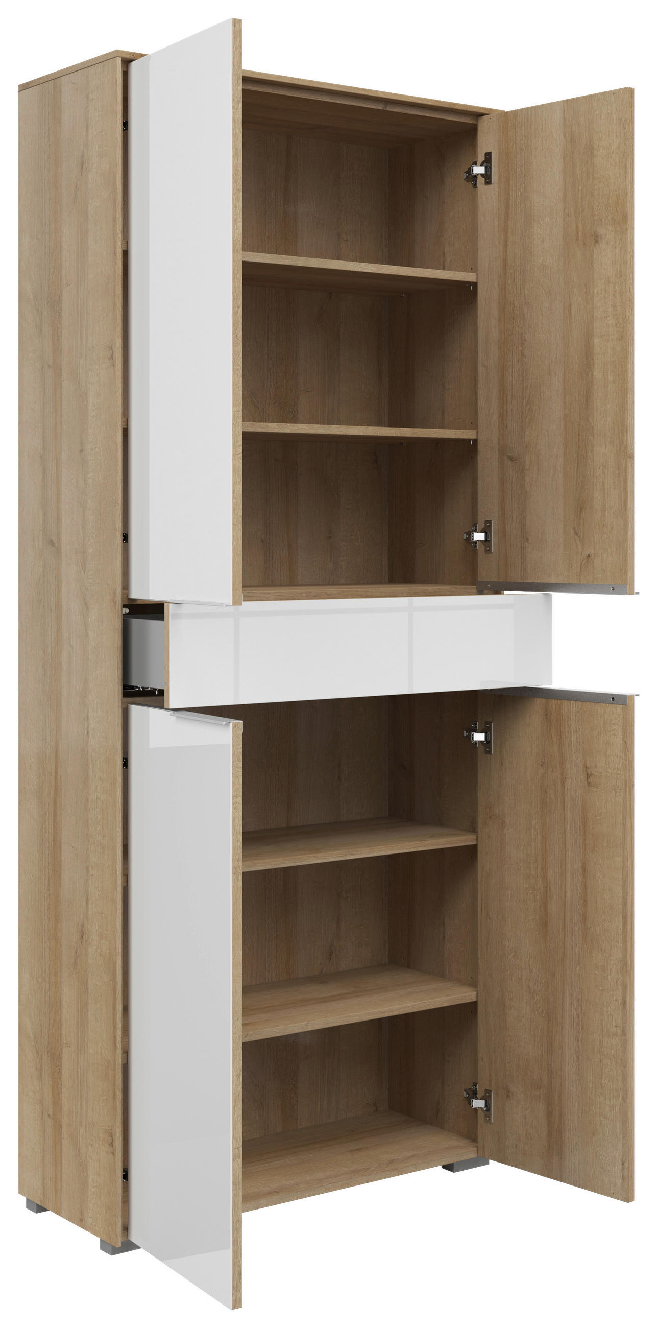 AKTENSCHRANK Weiß, Eichefarben  - Eichefarben/Weiß, KONVENTIONELL, Glas/Holzwerkstoff (81/199/37cm) - Voleo