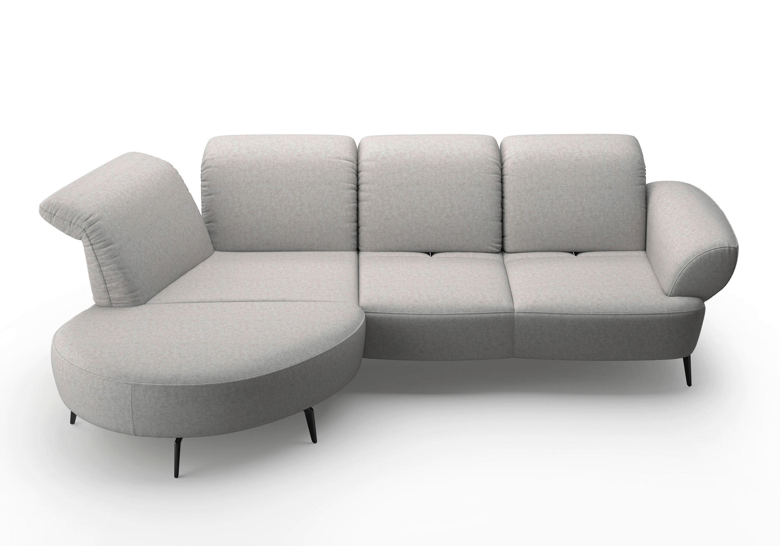 ECKSOFA in Flachgewebe Hellgrau  - Hellgrau/Schwarz, Modern, Textil/Metall (208/313cm) - Sit & More