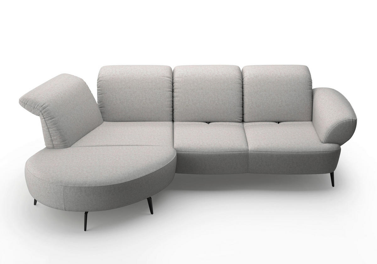 ECKSOFA DANCE E Hellgrau Flachgewebe  - Hellgrau/Schwarz, MODERN, Textil/Metall (208/313cm) - Sit & More