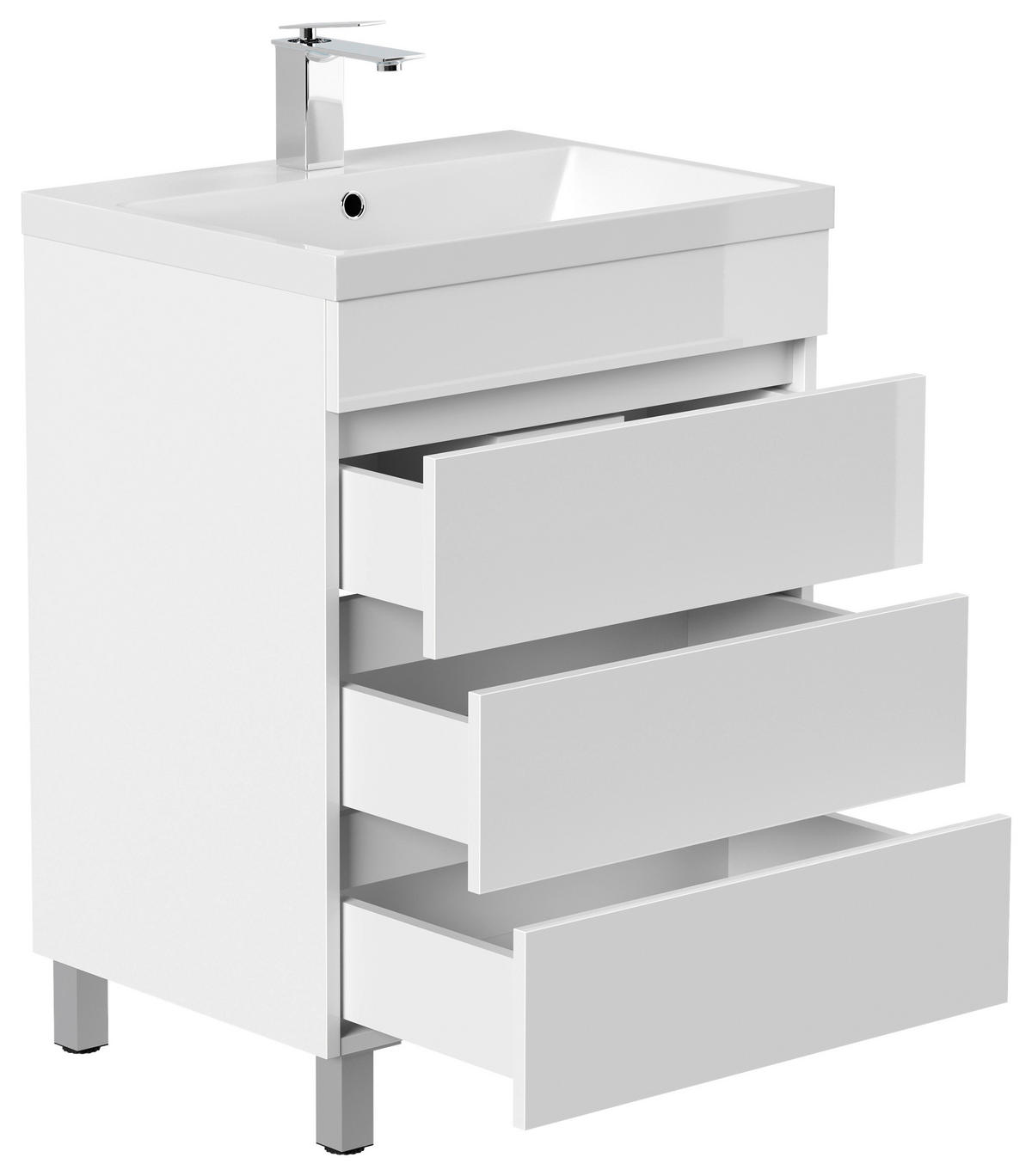 WASCHTISCHKOMBI 70 cm  - Weiß Hochglanz/Weiß, Basics, Holzwerkstoff/Stein (70cm) - MID.YOU