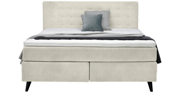 BOXSPRINGBETT 180/200 cm  in Creme  - Creme/Schwarz, KONVENTIONELL, Holz/Textil (180/200cm) - Voleo