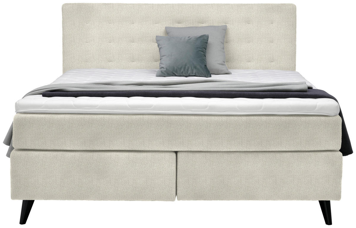 BOXSPRINGBETT 180/200 cm  in Creme  - Creme/Schwarz, Konventionell, Holz/Textil (180/200cm) - Voleo