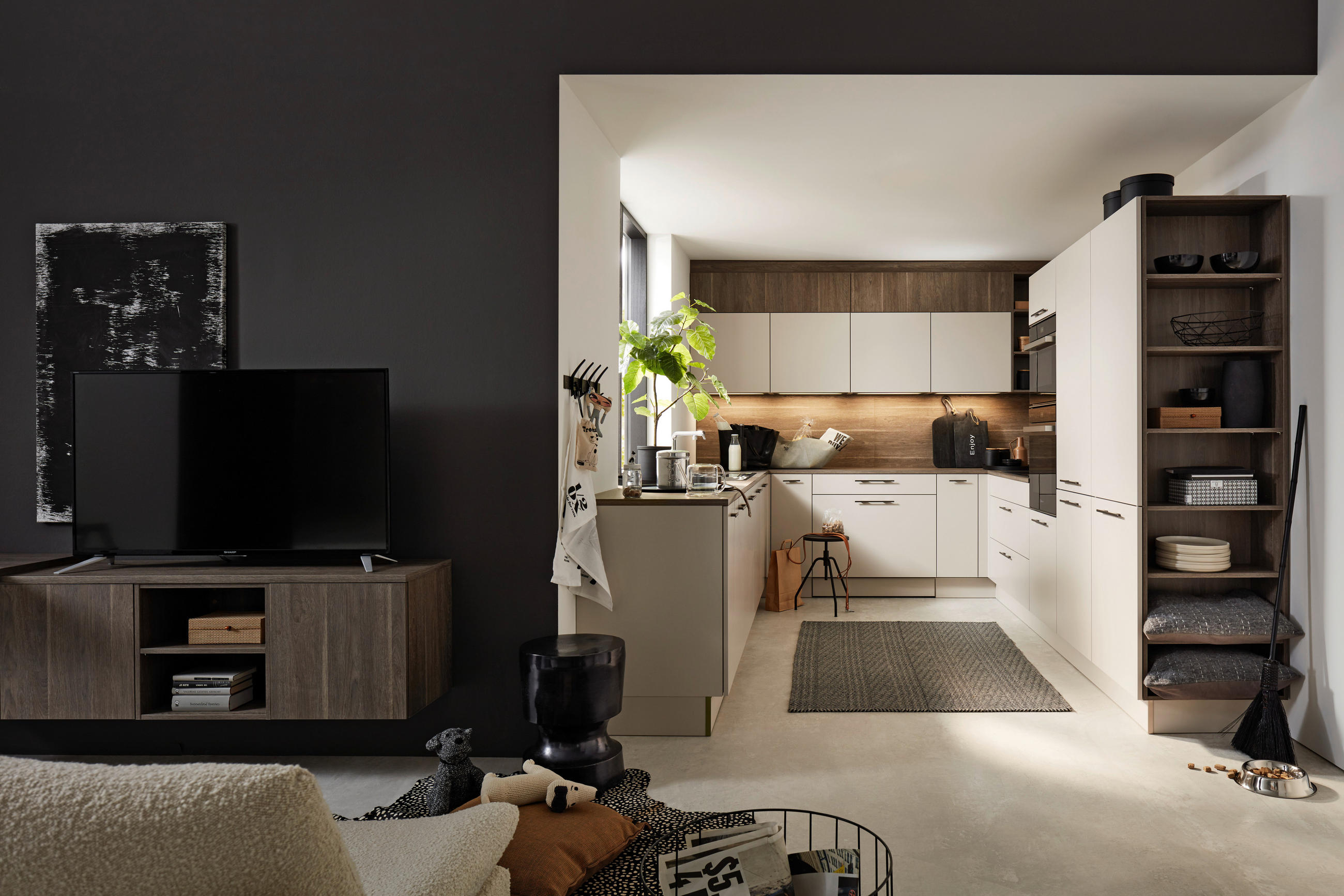 EINBAUKÜCHE SOFT LACK  - Eichefarben/Sahara, Design, Holzwerkstoff - Nolte Küchen