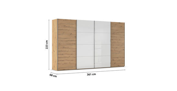 SCHWEBETÜRENSCHRANK 361/223/68 cm 4-türig  - Chromfarben, KONVENTIONELL, Glas/Holzwerkstoff (361/223/68cm) - Novel