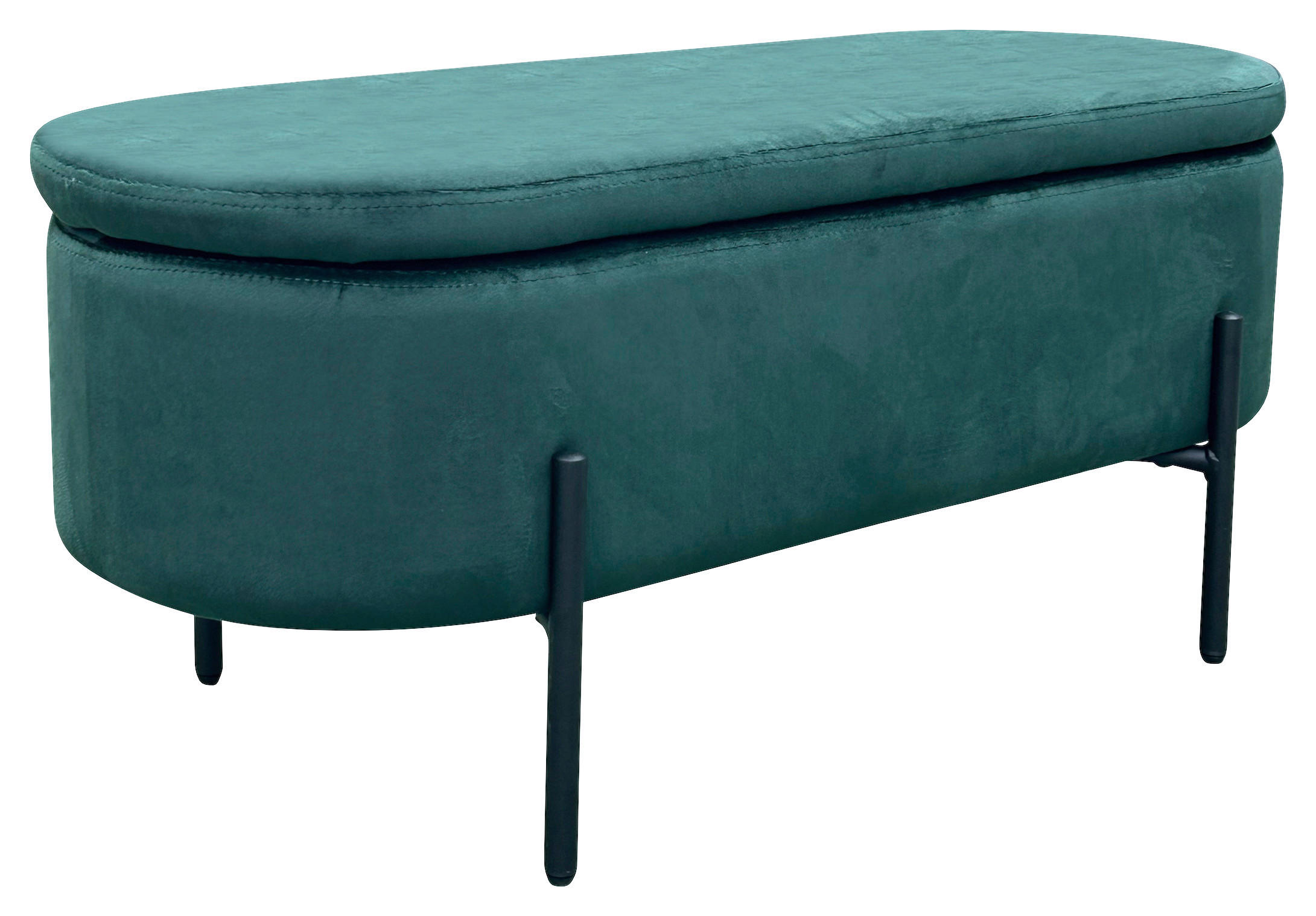 SITZBANK 95/42/38 cm Samt Schwarz, Dunkelgrün  - Dunkelgrün/Schwarz, Design, Textil/Metall (95/42/38cm) - MID.YOU