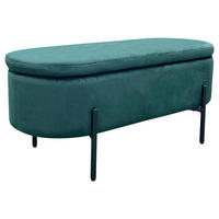 SITZBANK 95/42/38 cm Samt Schwarz, Dunkelgrün  - Dunkelgrün/Schwarz, Design, Textil/Metall (95/42/38cm) - MID.YOU